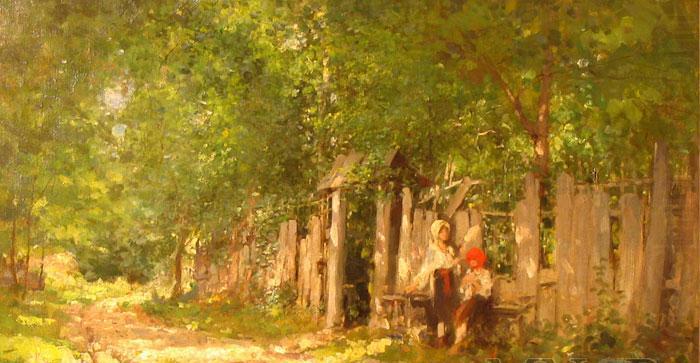 Nicolae Grigorescu Girls Spinning at the Gate china oil painting image